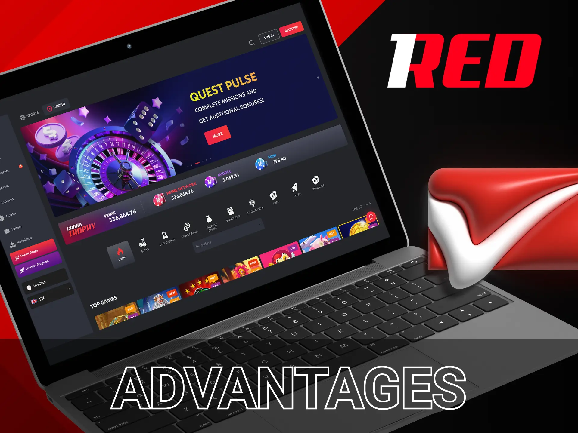 Learn about all the advantages and disadvantages of the 1Red Casino platform.