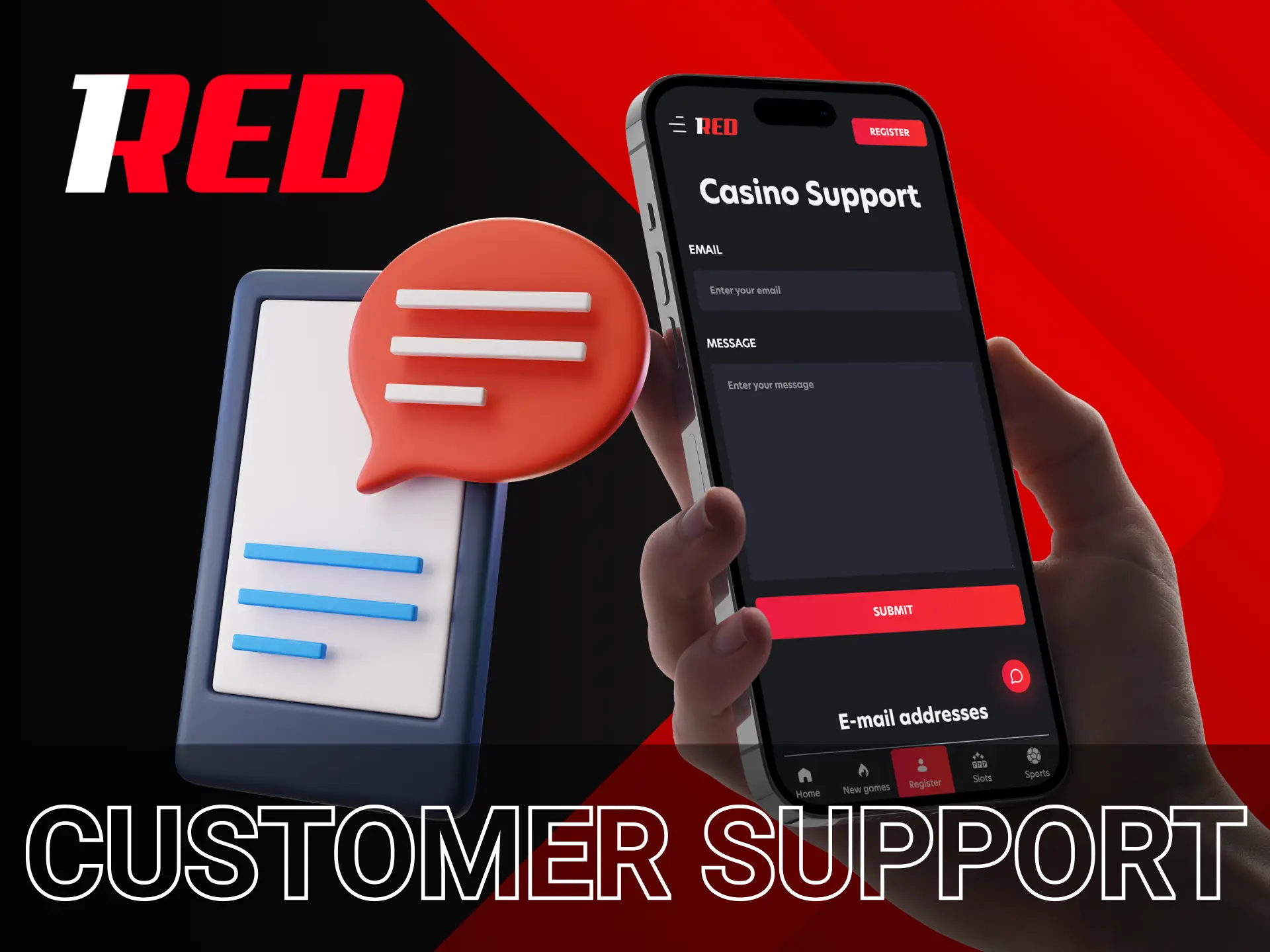 1Red Casino support service is available 24/7.