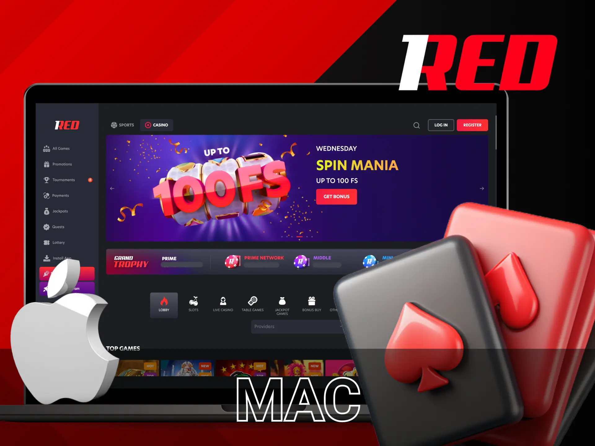 You can install the 1Red Casino application on your Mac.