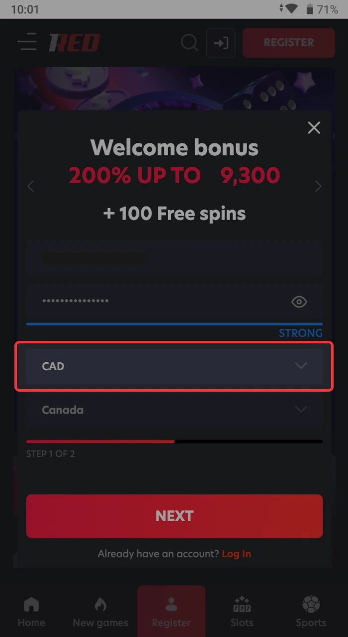 Decide on the currency that will be convenient for you at 1Red Casino.